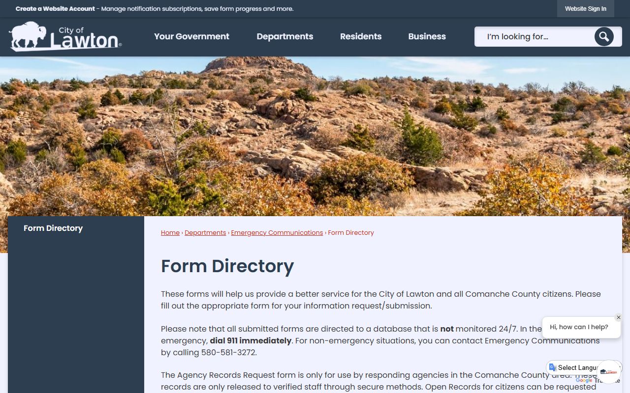 Lawton form directory for open records requests