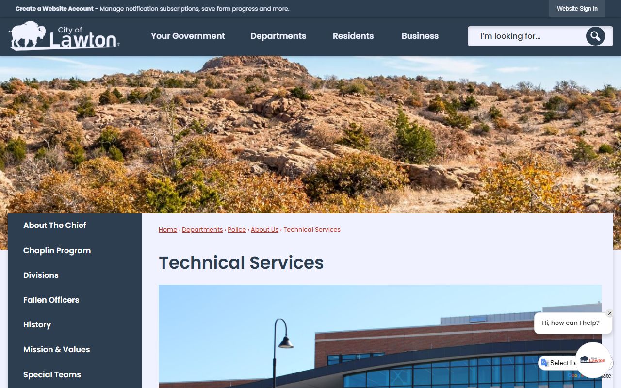 Lawton Police Department records page for felony records