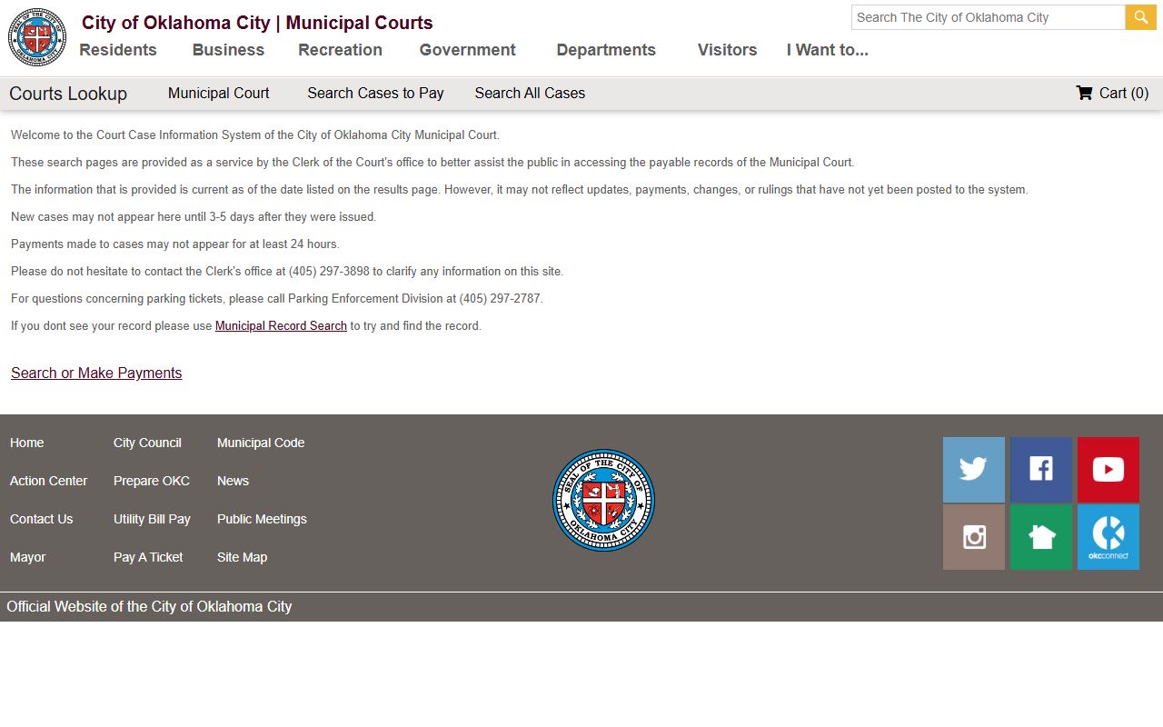 Oklahoma City Municipal Court ticket lookup for felony records verification