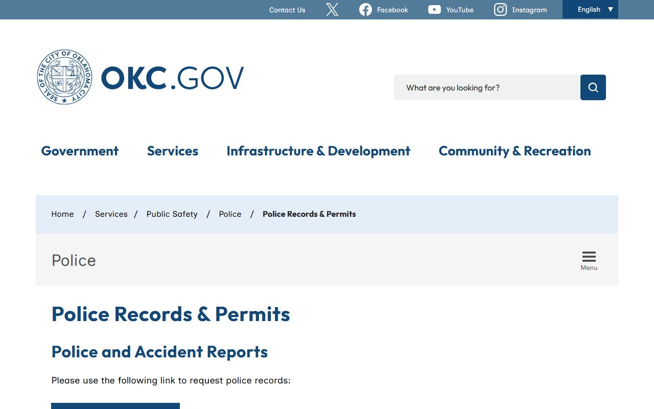 Oklahoma City police records request portal for felony records
