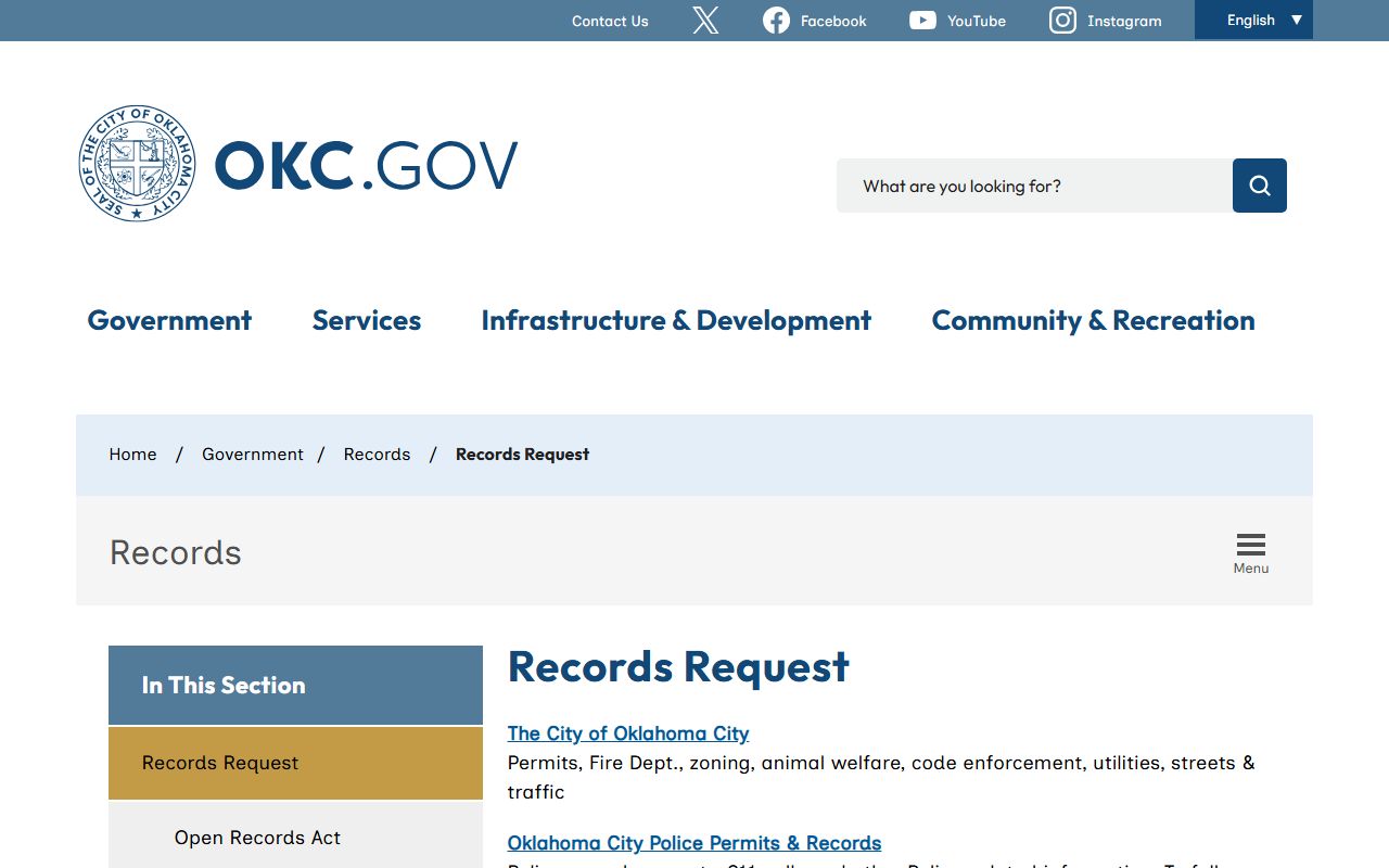 Oklahoma City open records request form for felony records