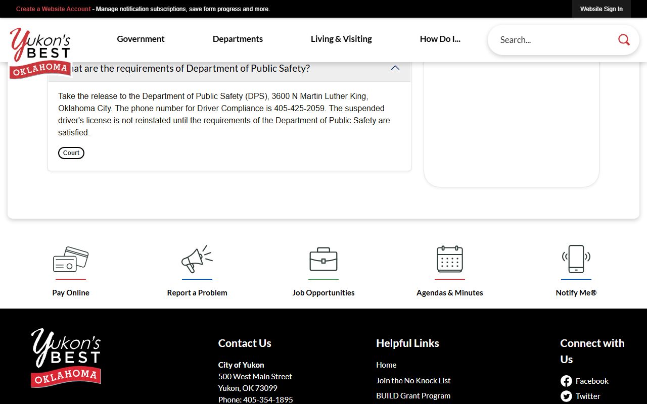 Yukon records FAQ page for felony records information in Yukon Oklahoma
