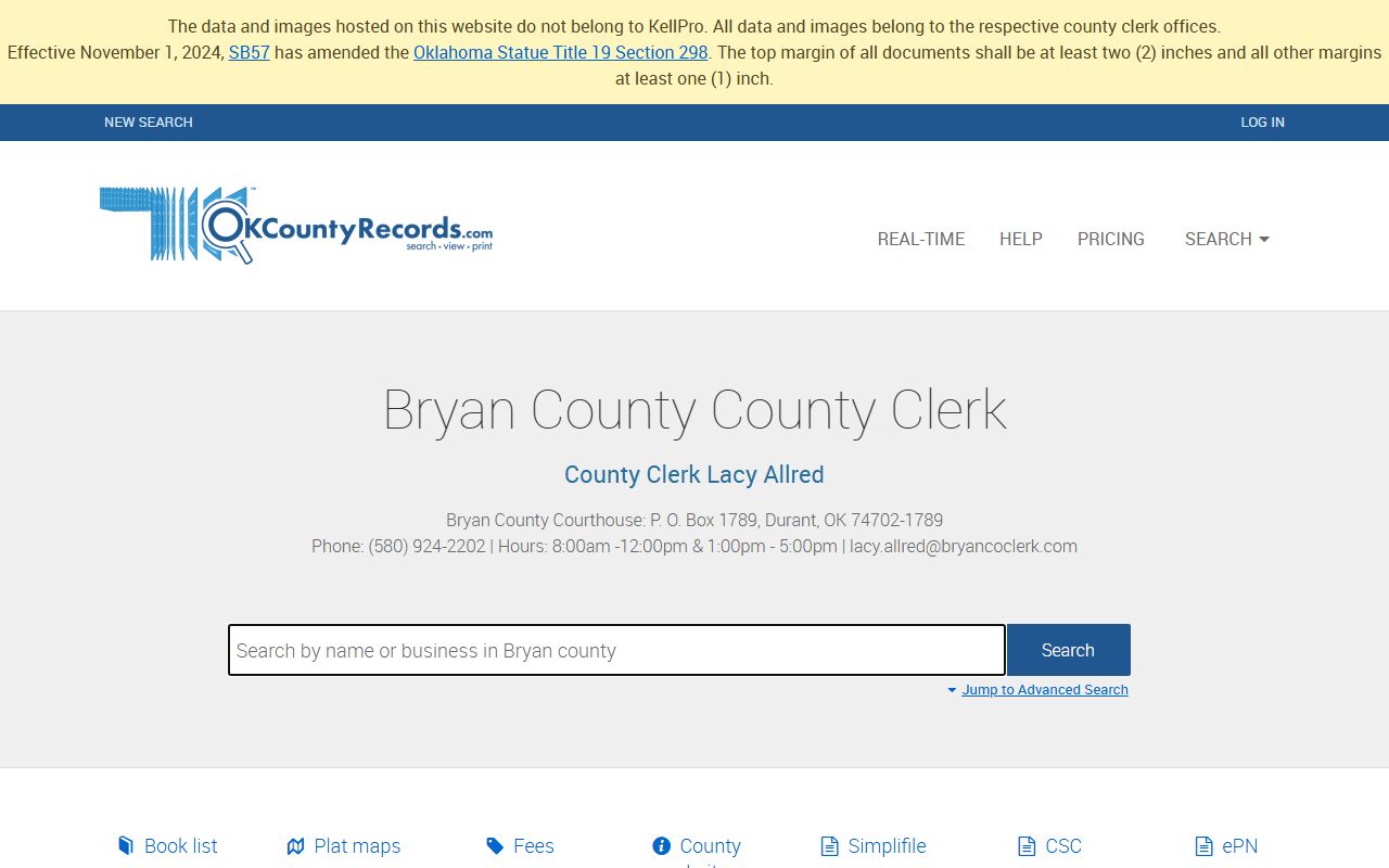 Bryan County felony records land records search portal