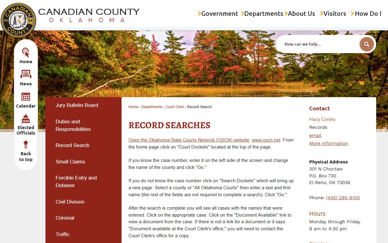 Canadian County felony records search portal