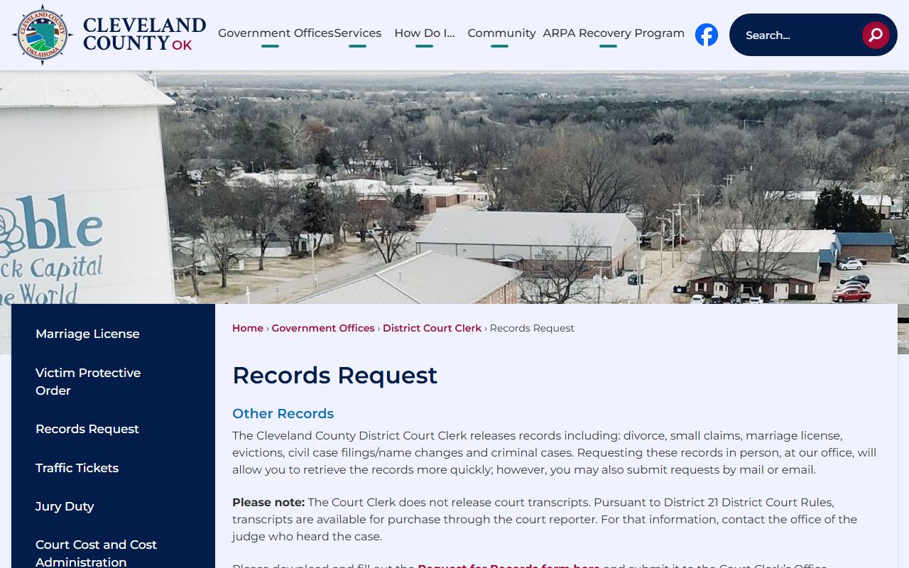 Cleveland County felony records request portal