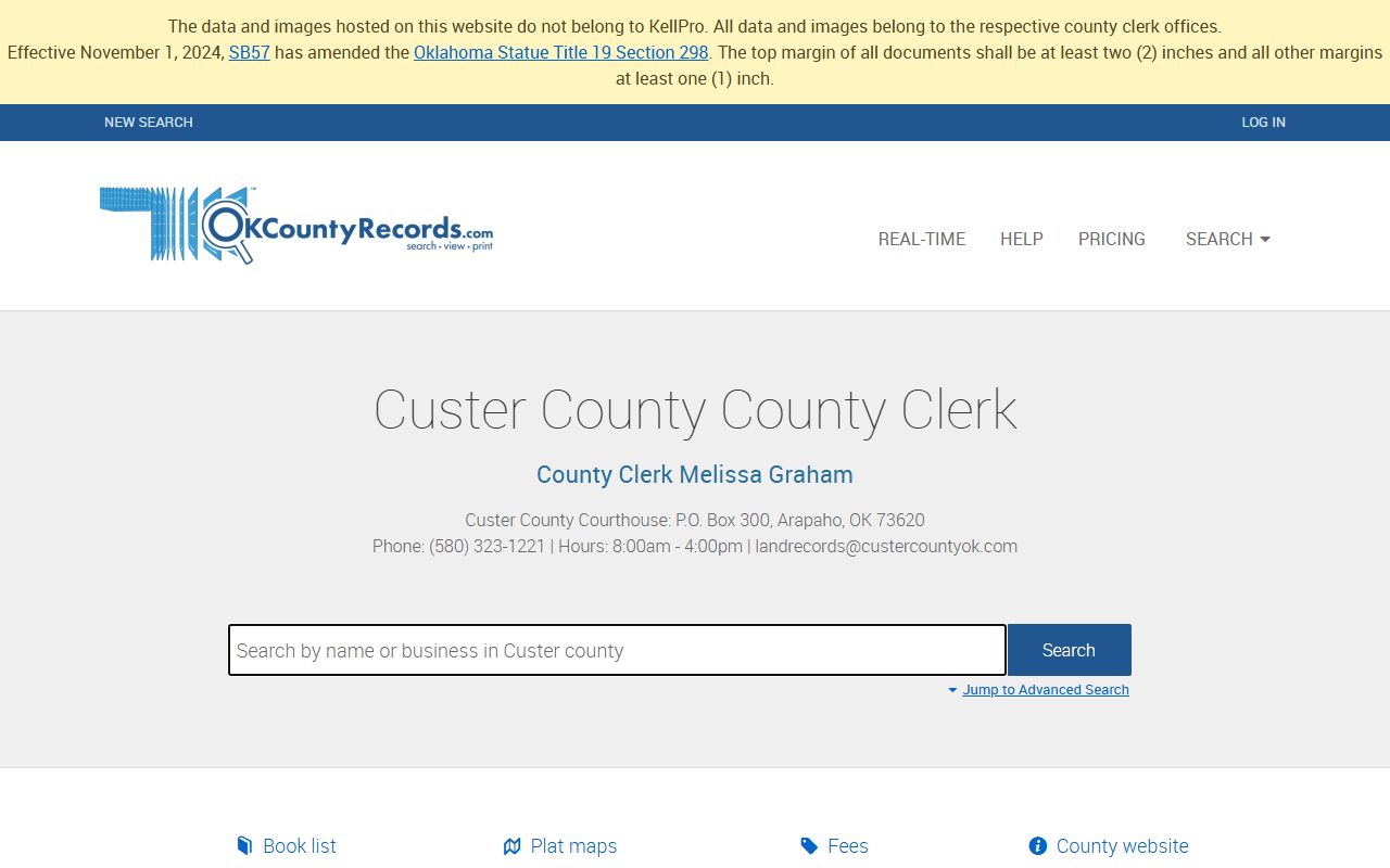Custer County felony records land search