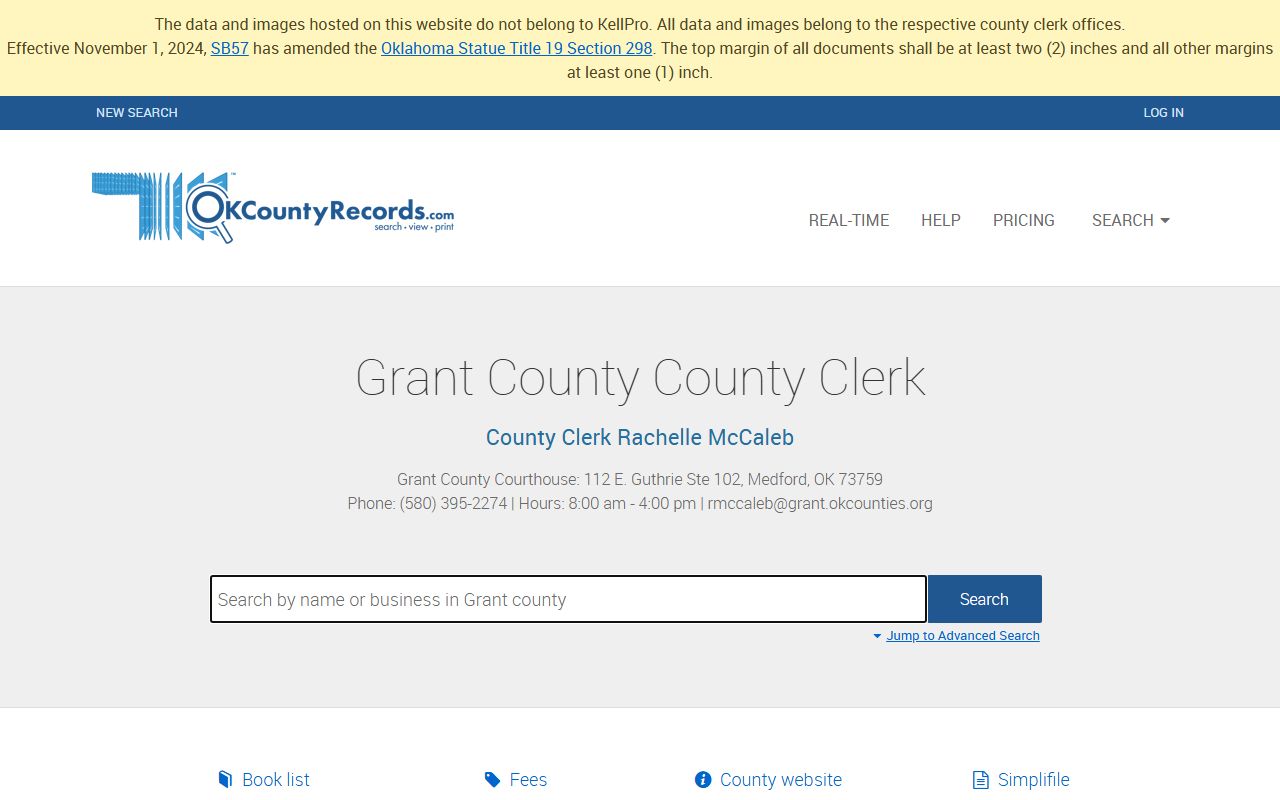 Grant County felony records land search