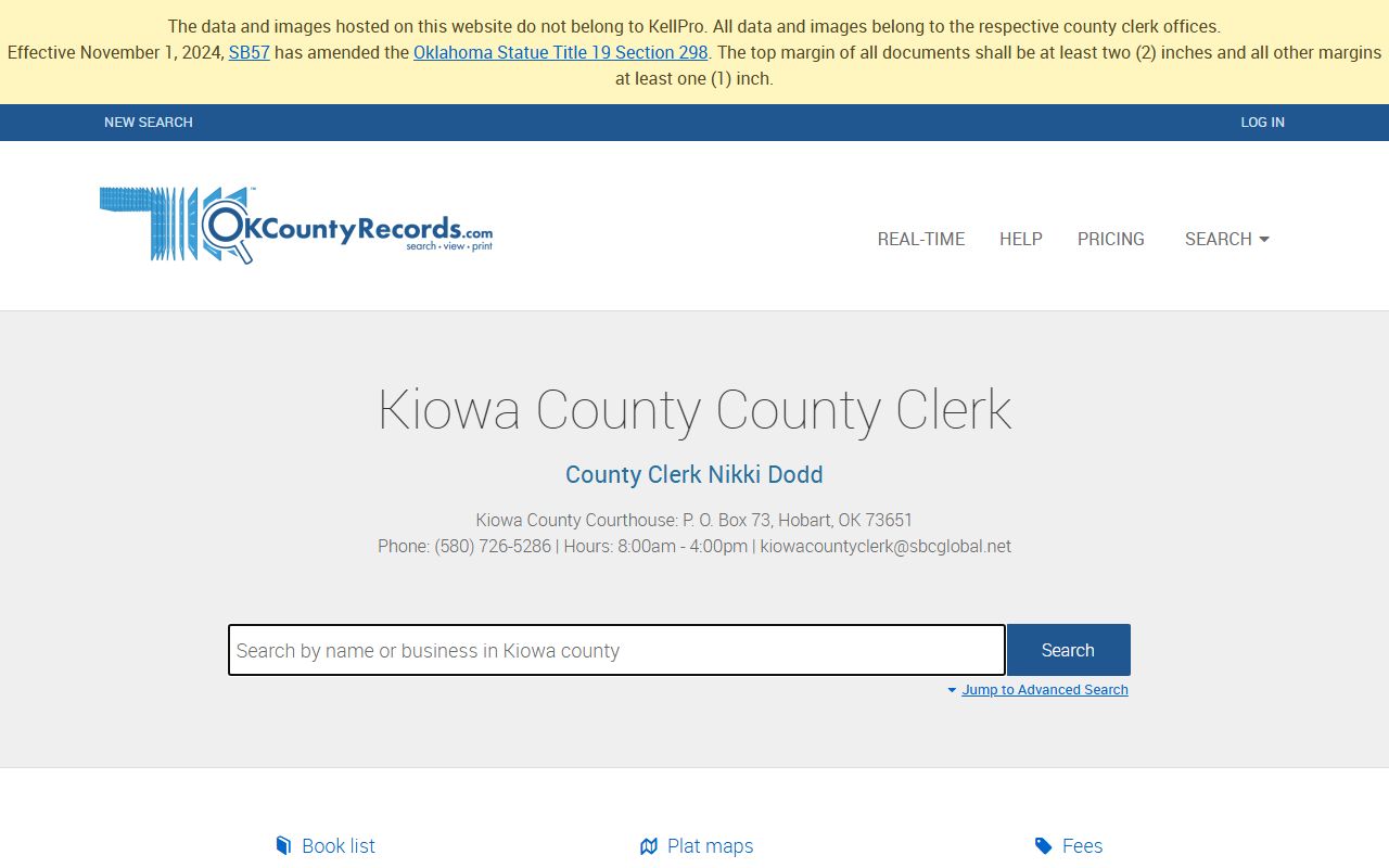 Kiowa County land records search for felony case research