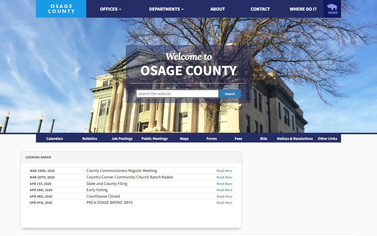 Osage County website for felony records and court clerk information