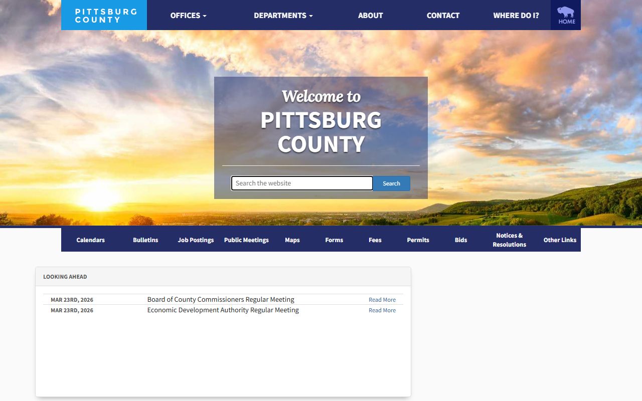 Pittsburg County website for felony records and court clerk services