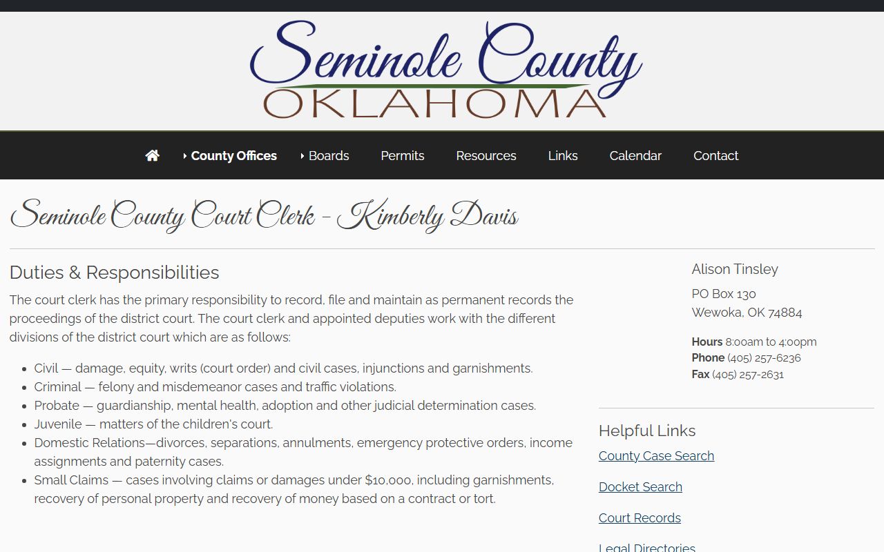 Seminole County Court Clerk felony records page