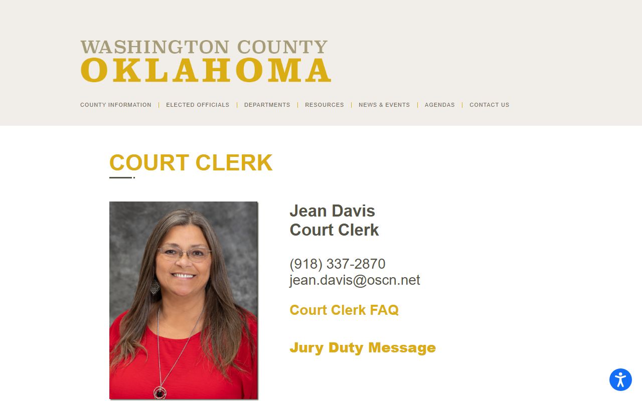 Washington County felony records court clerk page