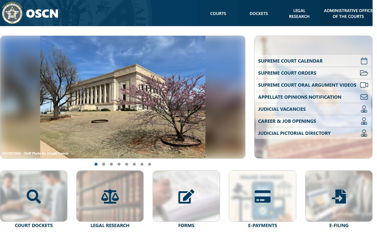 Oklahoma State Courts Network felony records search portal